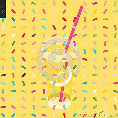 Glass of lemonade and a pattern Vector Illustration