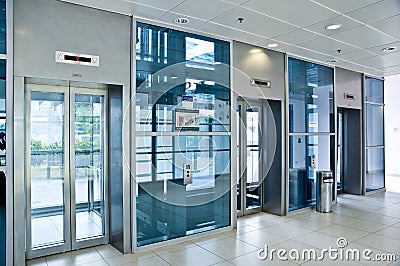 Glass Lift Lobby Stock Photo