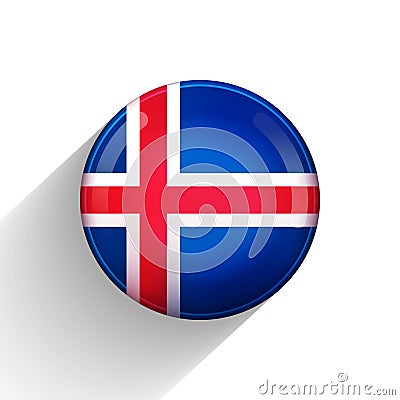 Glass light ball with flag of Iceland. Round sphere, template icon. Icelandic National symbol. Glossy realistic ball, 3D Vector Illustration