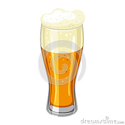 Glass with light beer and froth. Illustration for Oktoberfest Vector Illustration