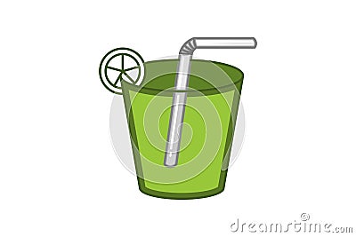 glass, lime, and straw, green juice logo Designs Inspiration Isolated on White Background. Vector Illustration