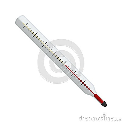 A glass linear mercury thermometer icon for measuring the temperature of the human body isolated on white background Vector Illustration