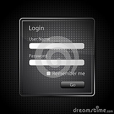 Glass Login Page Vector Illustration