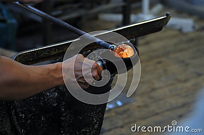 Glass making factory Stock Photo