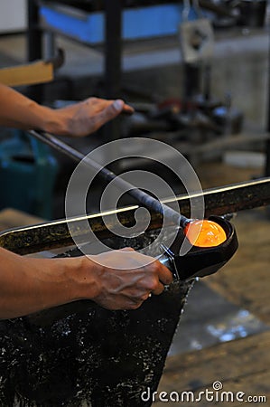 Glass making factory Stock Photo