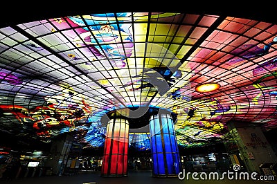 Glass masterpiece on the roof of Meilidao station in Kaohsiung ,Taiwan Stock Photo