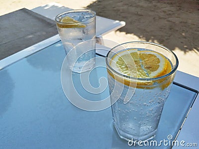 Glass of mineral waters Stock Photo