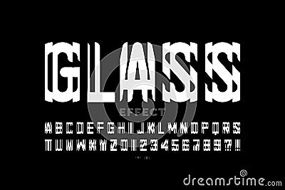 Glass mirror style modern font Vector Illustration