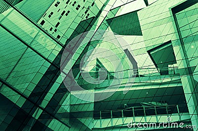 Glass of modern tower for business background Stock Photo