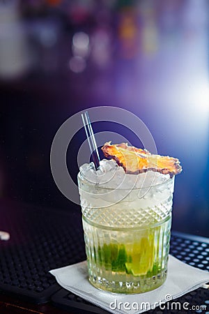 Glass of mojito cocktail Stock Photo