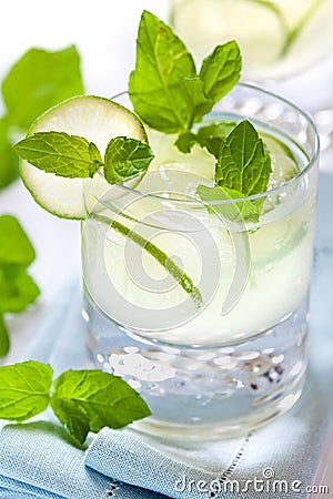 Glass of mojito cocktail with rum and lime Stock Photo
