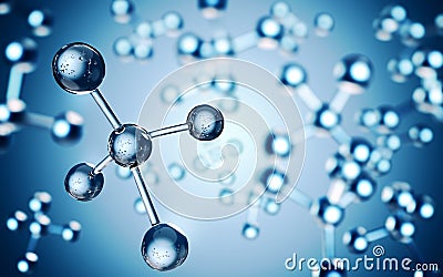 Glass Molecule Blue Science Background Stock Photo