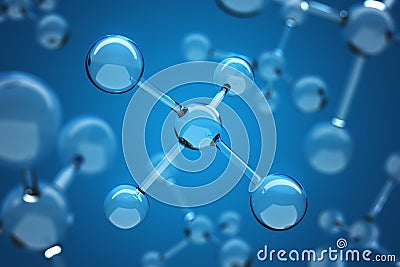 Glass Molecule Blue Science Background Stock Photo