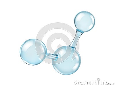 Glass molecule model. Reflective and refractive abstract molecular shape isolated on white background Cartoon Illustration