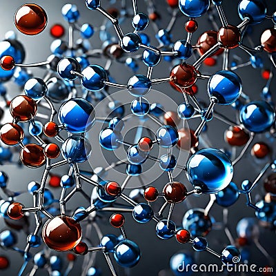 Glass molecules - ai generated image Stock Photo