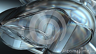 Glass objects, fresh and mysterious refraction and reflection, elegant and modern 3D Rendering abstract background Cartoon Illustration
