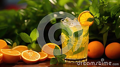 glass orange cocktail drink tropical Cartoon Illustration