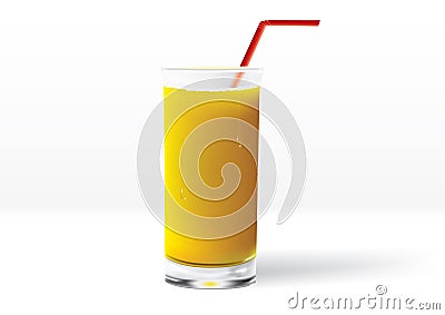 Glass of orange juice (photorealistic) Vector Illustration