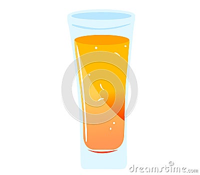 Glass of orange juice vector illustration. Refreshing drink in transparent glass, healthy beverage concept vector Vector Illustration