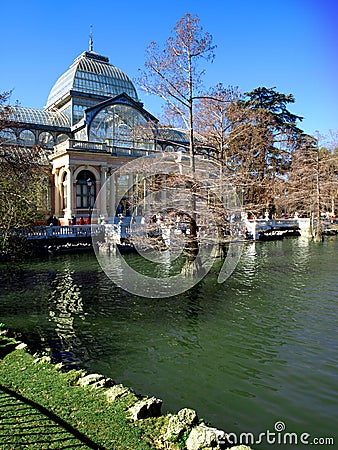 Glass Palace Retiro Park Madrid Stock Photo
