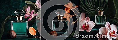 Glass perfume bottle mockup with a classic and elegant combination that exudes luxury and sophistication Stock Photo