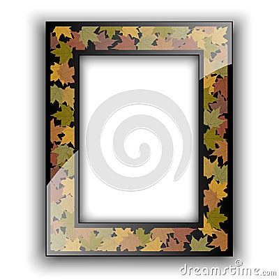 Glass photo frame. Autumn design. Vector Illustration