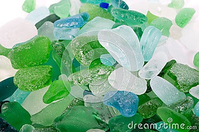 Glass pieces found in sea Stock Photo