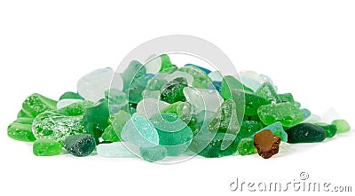 Glass pieces found in sea Stock Photo