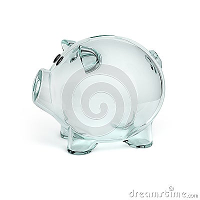 Glass piggy bank isolated on white background Cartoon Illustration