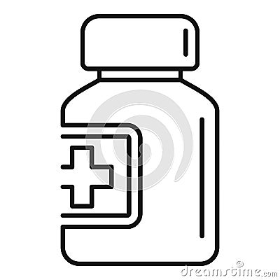 Glass pill jar icon, outline style Vector Illustration