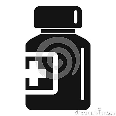 Glass pill jar icon, simple style Vector Illustration