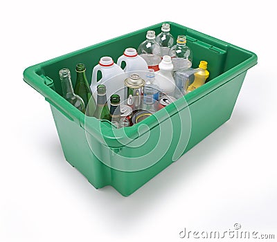 Glass Plastic Metal Recycling Stock Photo