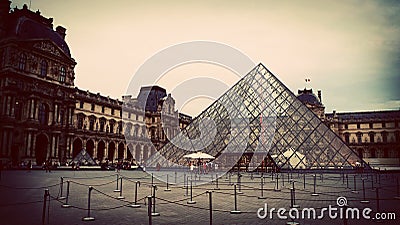 Glass Pyramid of the courtyard of the Louvre Museum, Paris, France Editorial Stock Photo