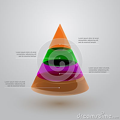 Glass pyramid infographic Vector Illustration