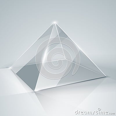 Glass pyramid. Transparent pyramid. Isolated. Vector Illustration