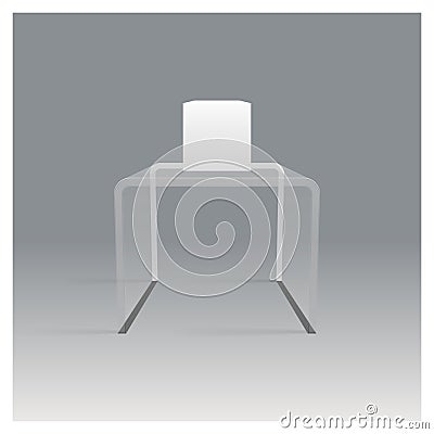 Glass rack shelf podium 3d isometric realistic design vector illustration Vector Illustration