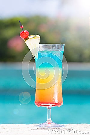 Glass of Rainbow cocktail Stock Photo