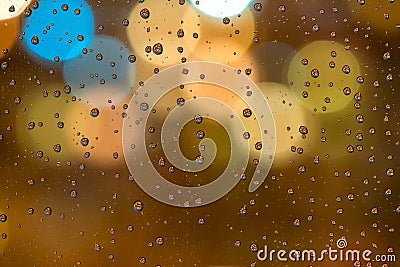 Glass with raindrops close-up macro Stock Photo