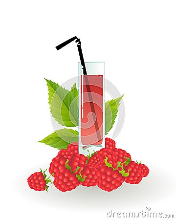 Glass of raspberry juice Vector Illustration