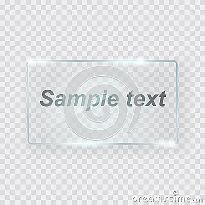 Glass rectangle banner. Vector rectangle frame. Copy Space background. Graphic element. Abstract template for text or Vector Illustration