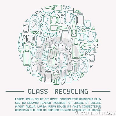 Glass recycling info poster Vector Illustration