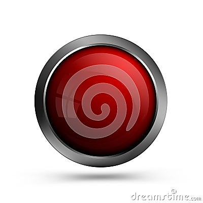 Glass red button for web design. Vector Illustration