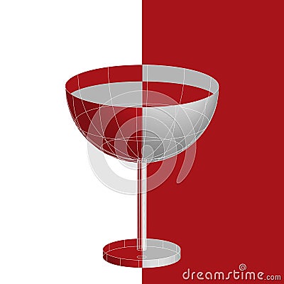 A glass of red liqueur tropical martini cocktail Vector Illustration