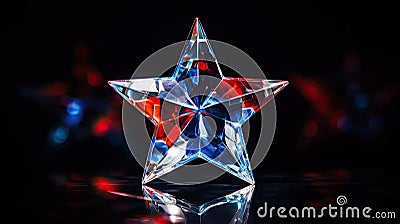 glass red white and blue stars on background Cartoon Illustration