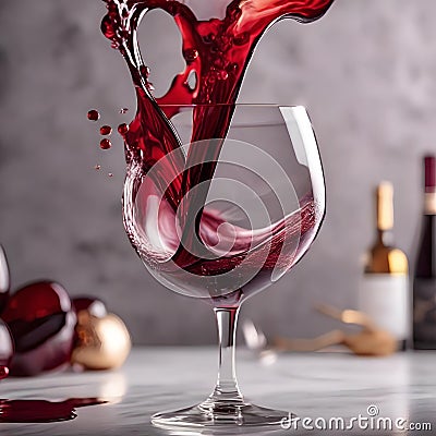 A glass of red wine being swirled to aerate it, revealing its rich color1 Stock Photo