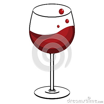 Glass of red wine Vector Illustration