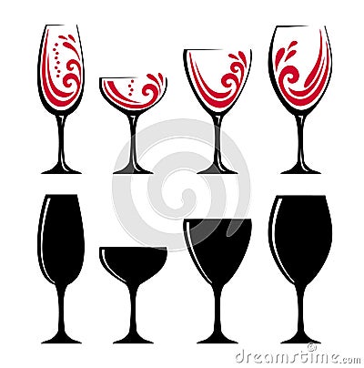 Glass of red wine or juice Vector Illustration