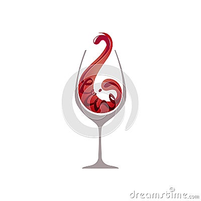 Glass of red wine Vector Illustration