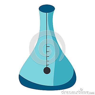 glass retort with blue liquid for school, vector illustration Vector Illustration