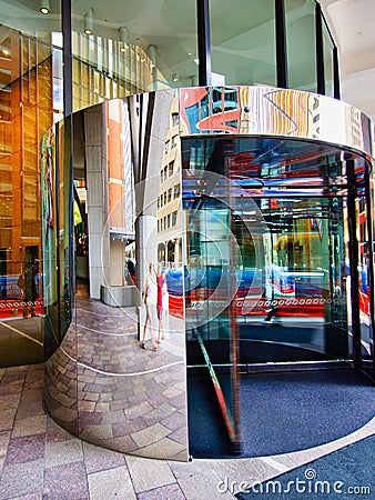 Glass Revolving Door, Modern Office Building, Sydney CBD, Australia Editorial Stock Photo